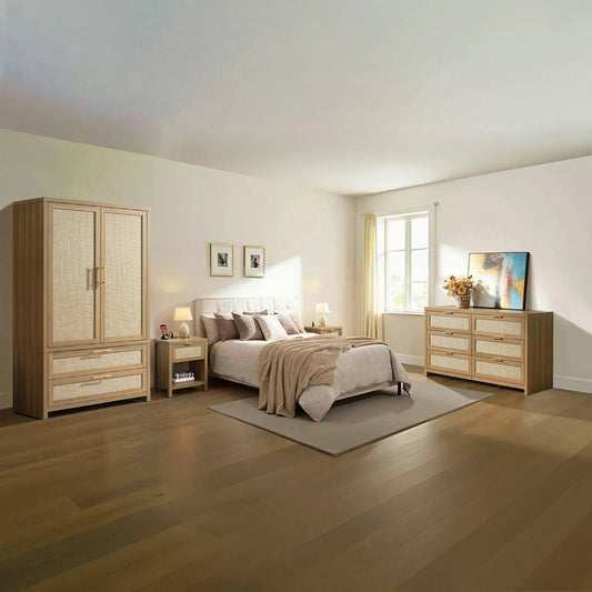 Savanna Dresser, Wardrobe and Nightstands with Charger Set