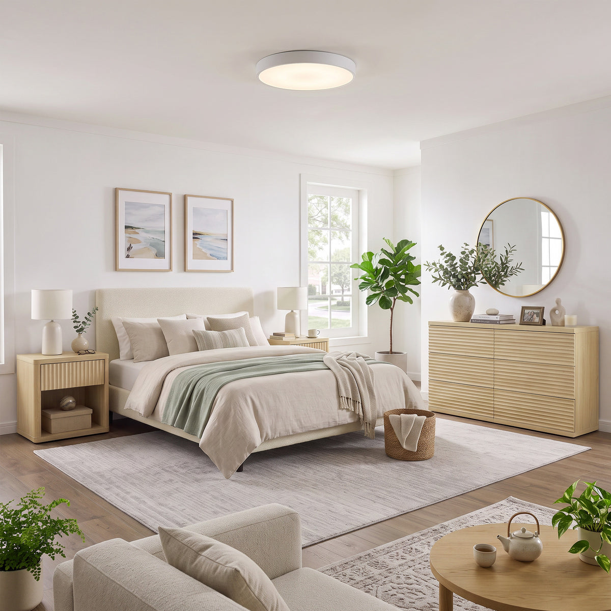 Stria 6 Drawers Dresser and Cas Nightstands Set