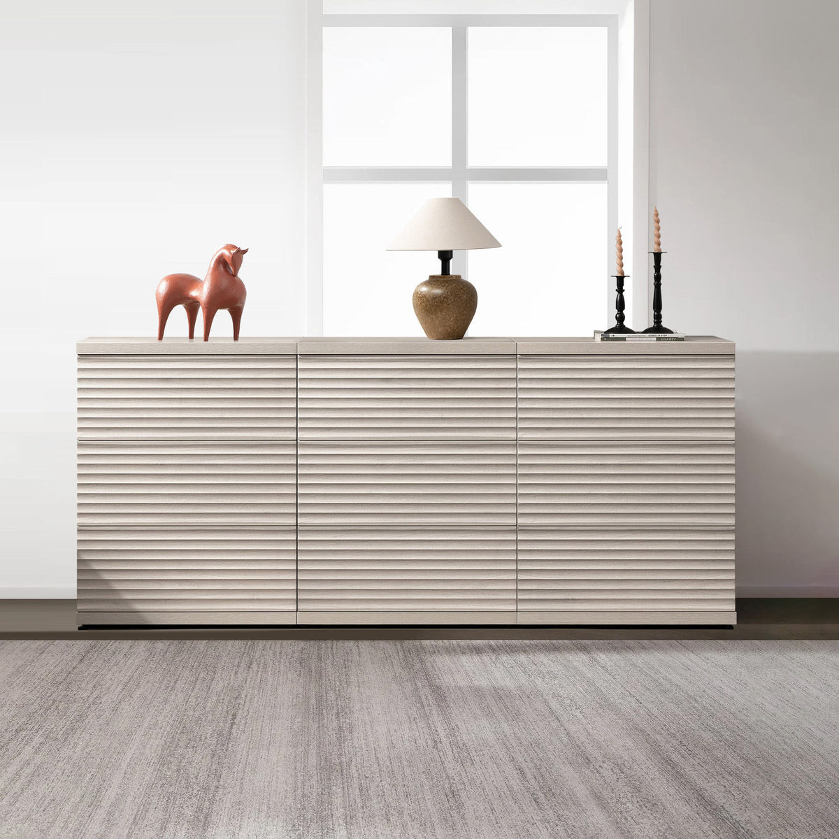 Stria Sideboard Cabinet with Storage, Set of 3