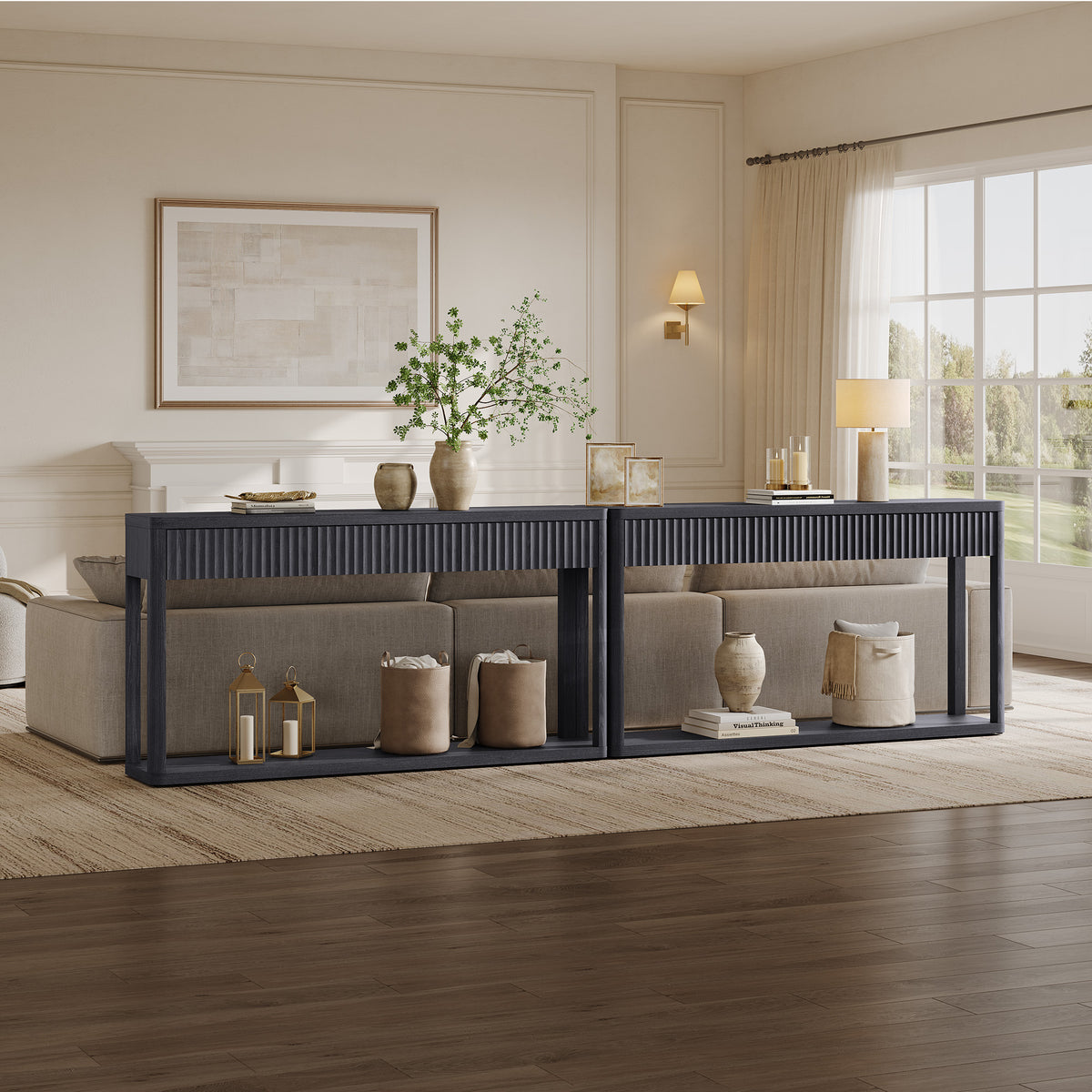 Cas Console Table with 3 Drawers Storage, Set of 2