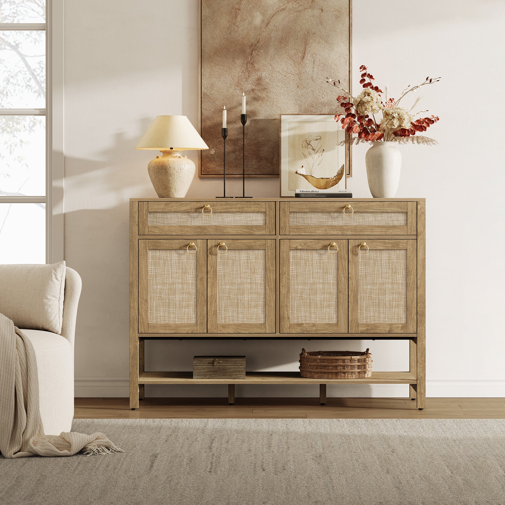 Terra Rattan Sideboard Cabinet, Modern Storage