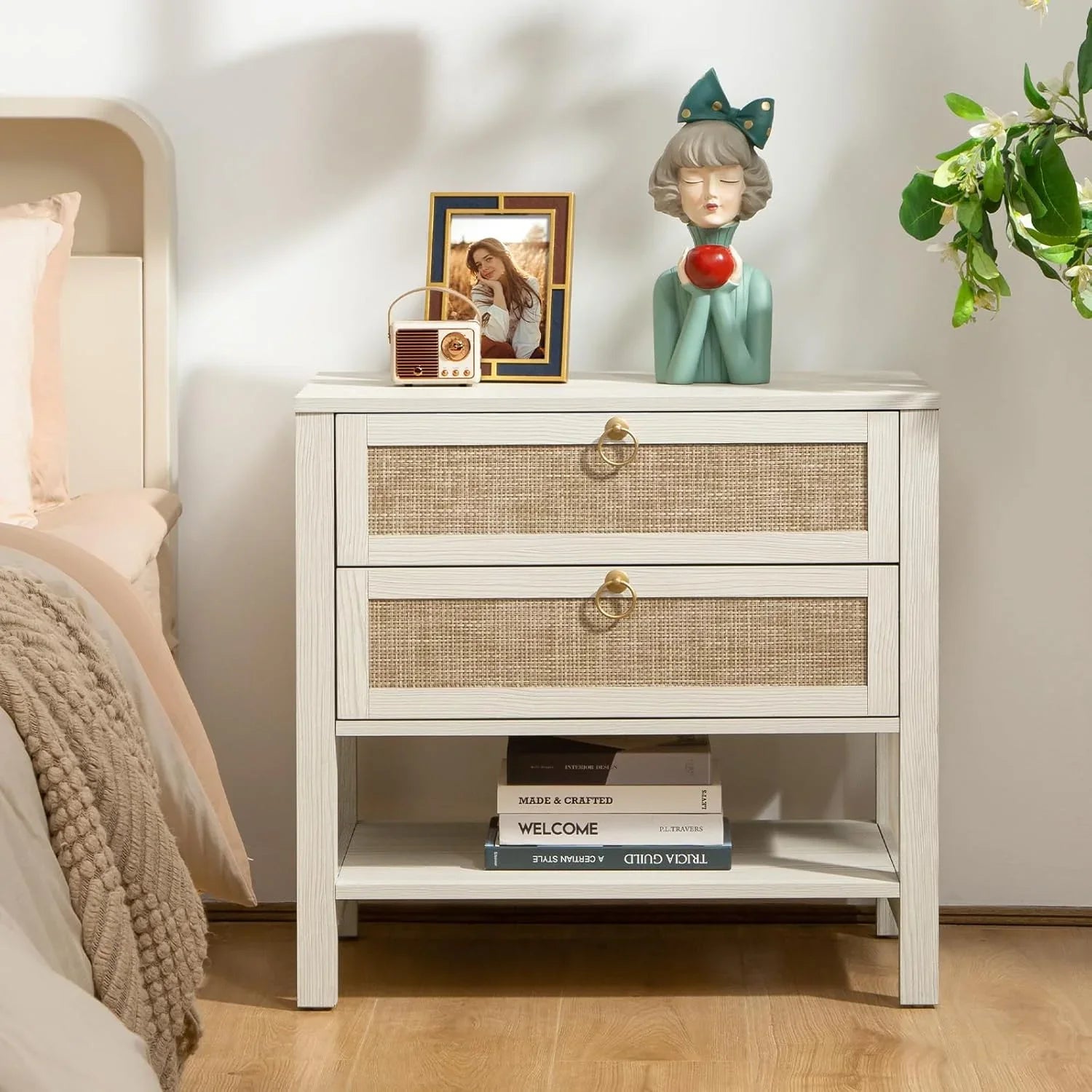 Terra White Nightstand, 25.6Inch Height