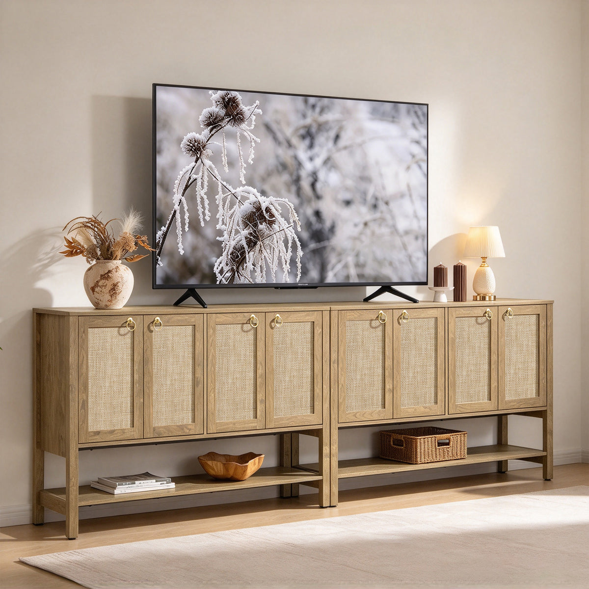 Terra TV Stand, 4 Doors, Carbon Cherry, Set of 2