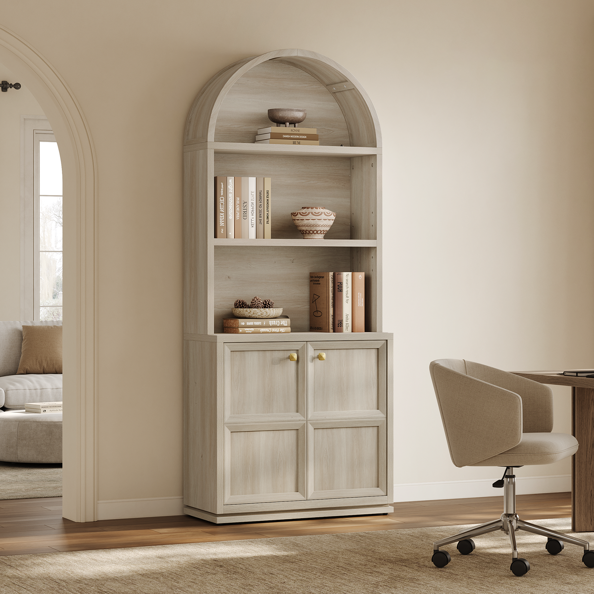 Helio 2-Door Arched Bookcase with Oval Cutout