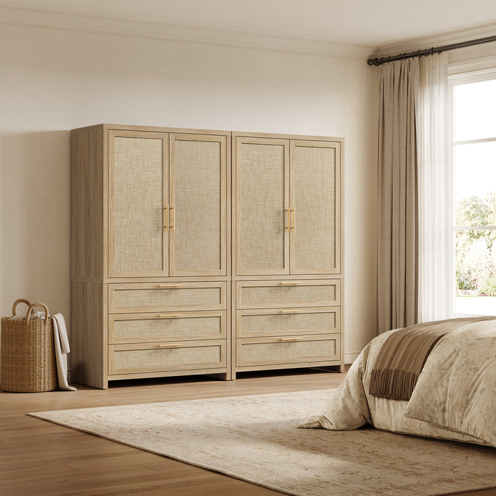 Savanna Rattan Wardrobe, Flexible Storage, Set of 2