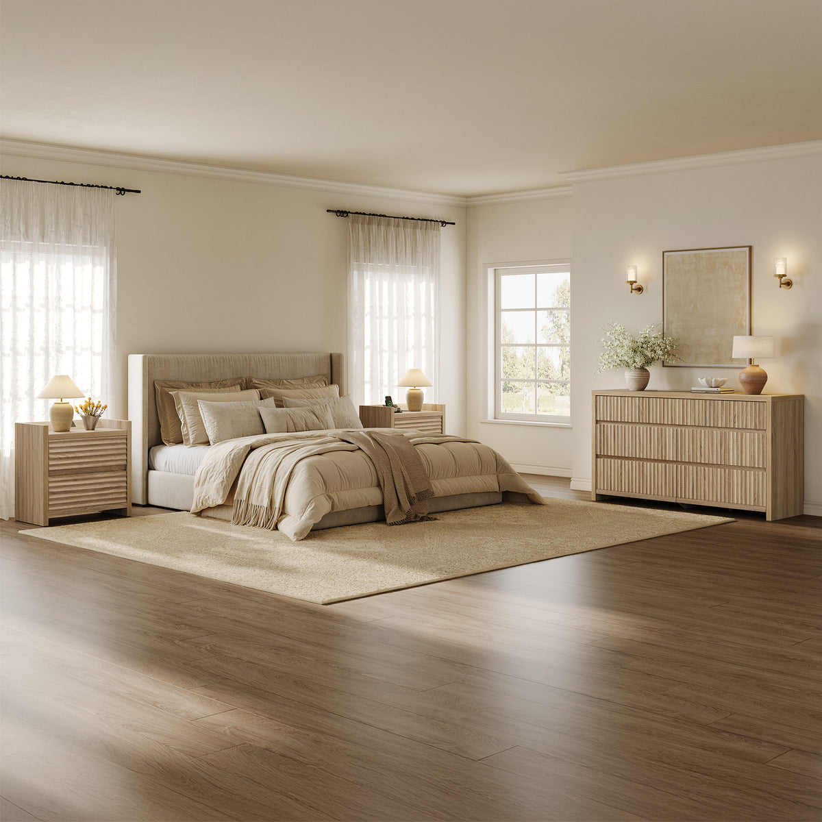 Prelude Dresser and Horizontal-Flat Nightstands Sets