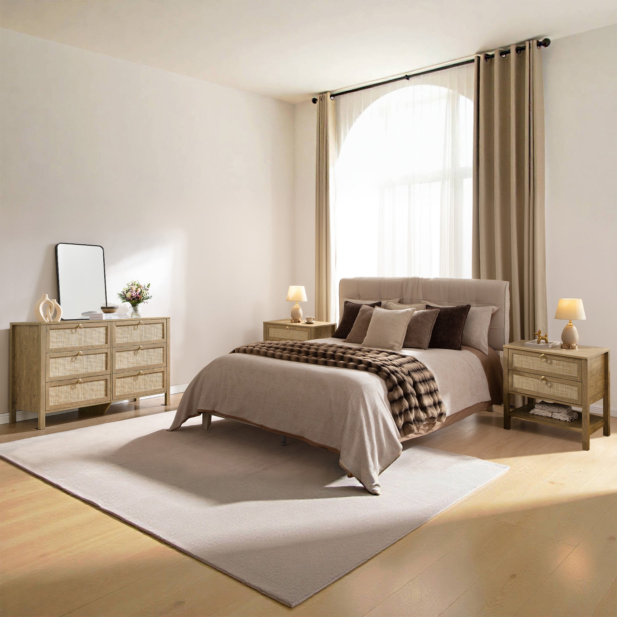 Terra 6 Drawers Dresser And 2 Drawers Nightstands Sets