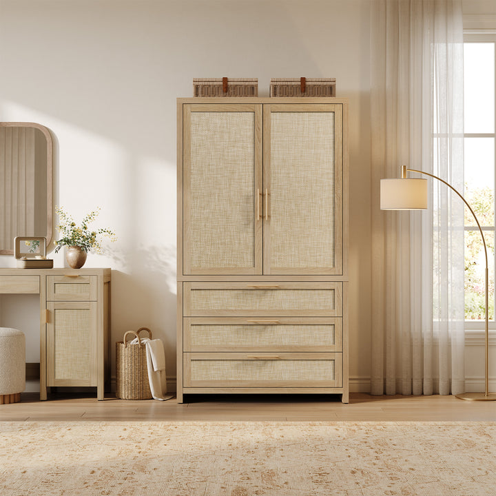 Savanna Rattan Wardrobe, Flexible Storage