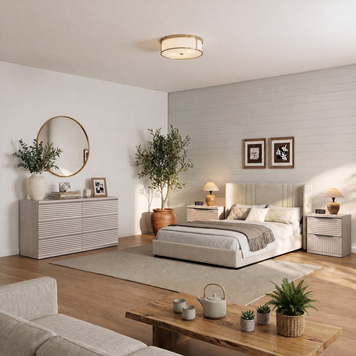 Stria 6-Drawer Dresser and Nightstands Set