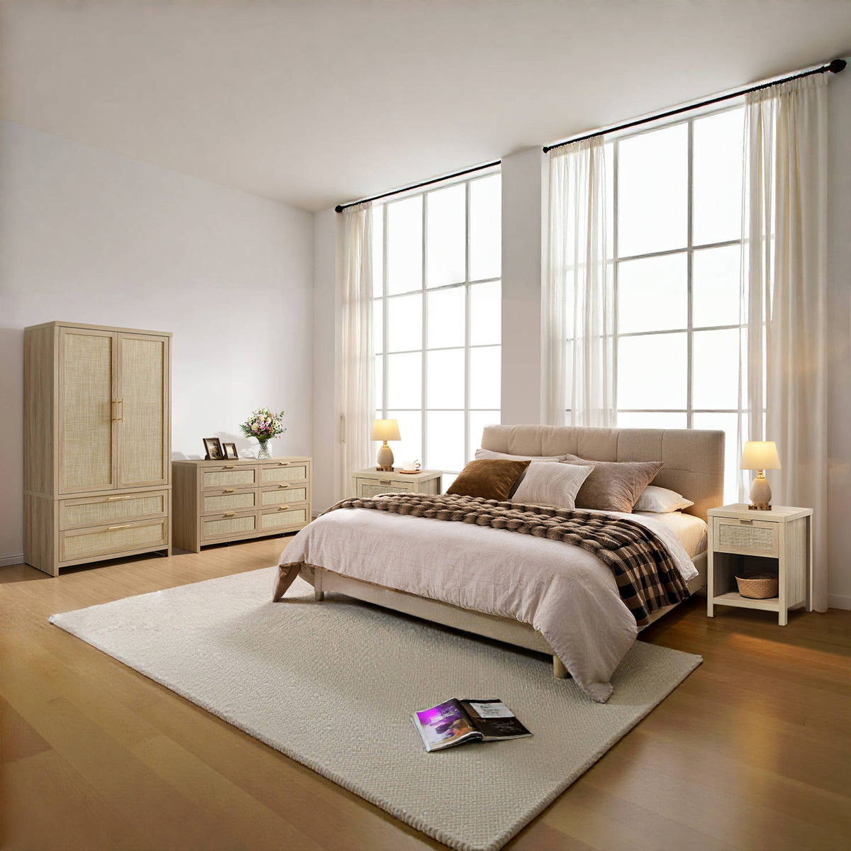 Savanna 6-Drawer Dresser, Wardrobe and 2-Drawer Nightstand Set