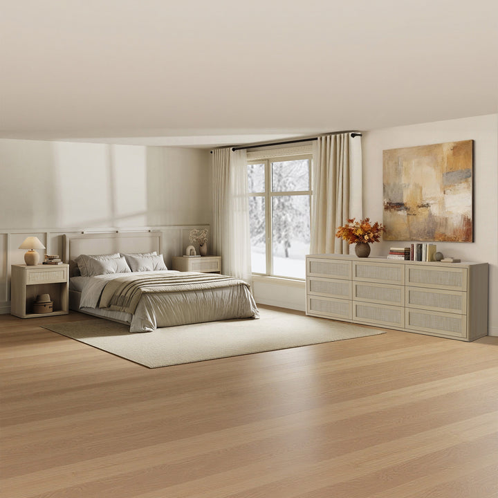 Zura Large-Size Bedroom Sets, Rattan Style