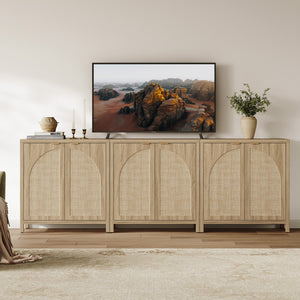 Savanna Rattan TV Stand with Arched Doors up to 100Inch TV, Set of 3