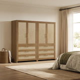 Savanna Rattan 71'' Tall Wardrobe with Drawers, Set of 2