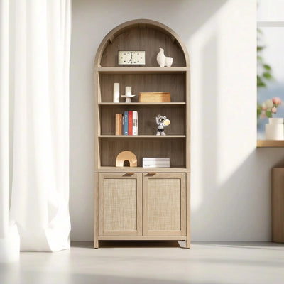 Savanna Arched Bookcase with Doors - Scene