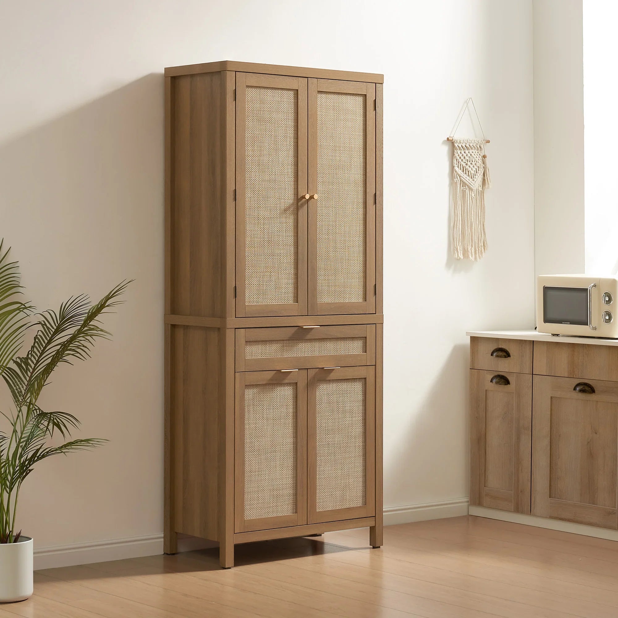 Savanna Pantry Cabinet,Rattan Door