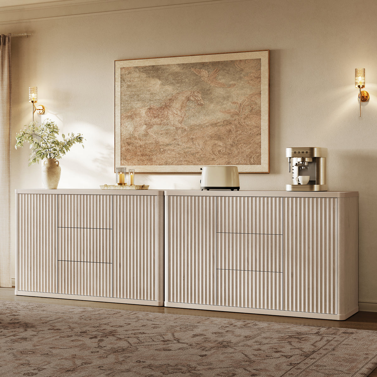 Cas Contemporary Sideboard Cabinet with Storage, Set of 2