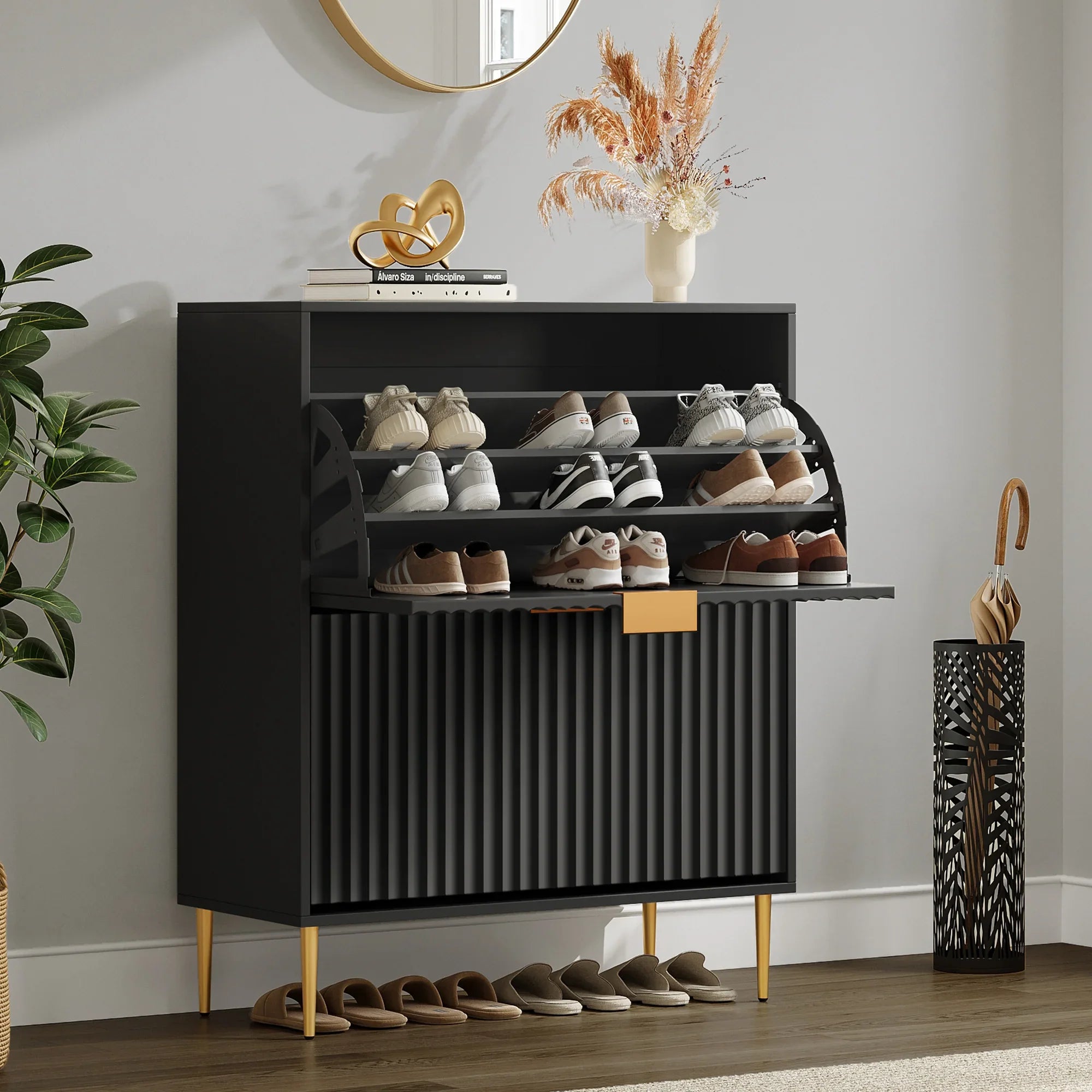 Opus 2-Tier Shoe Cabinet with Storage