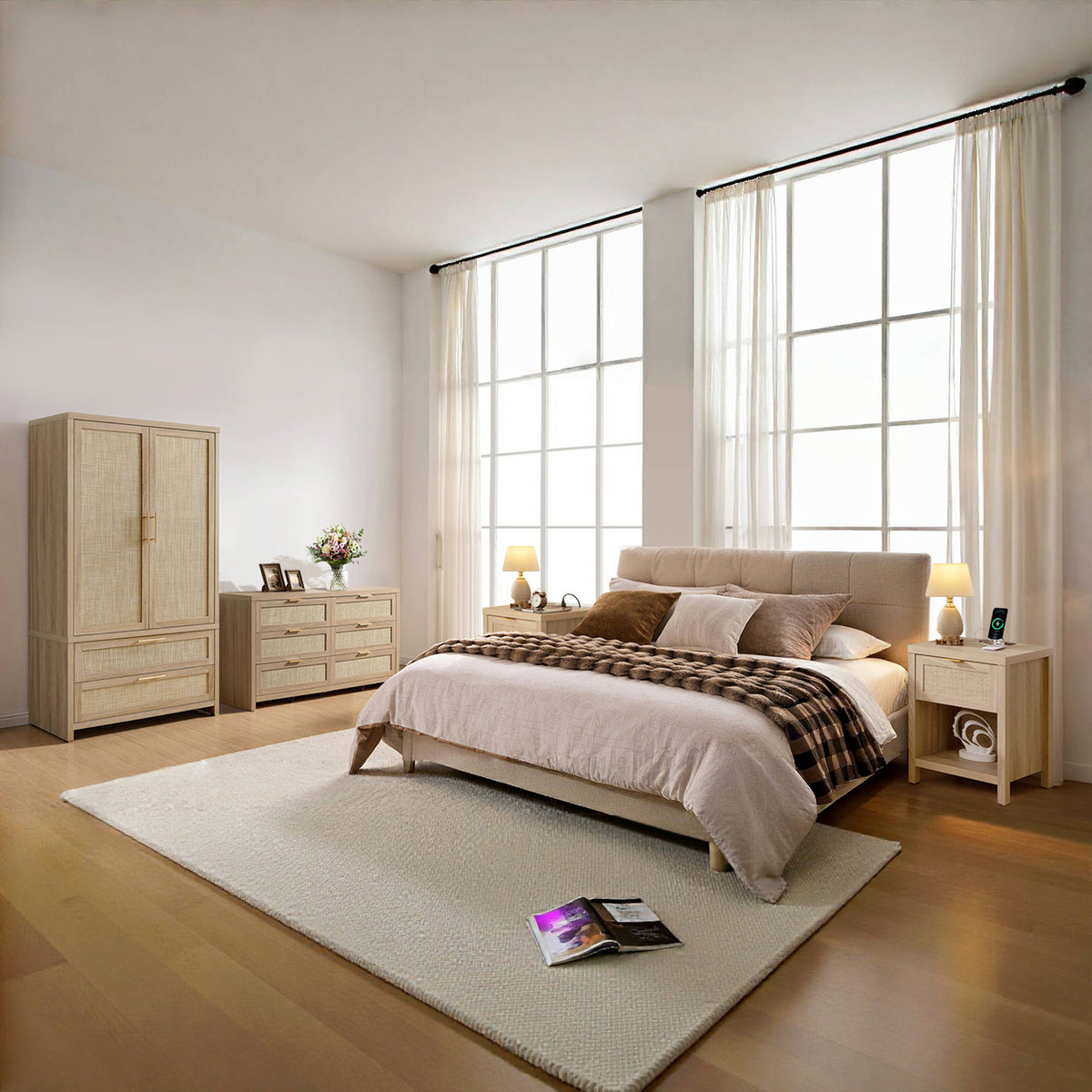 Savanna 6-Drawer Dresser, Wardrobe and 2-Drawer Nightstand Set