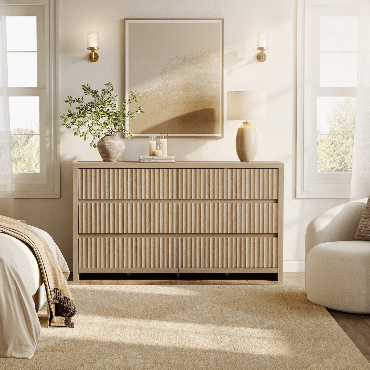 Prelude Modern Dresser with 6 Drawers, 55-Inch Wide