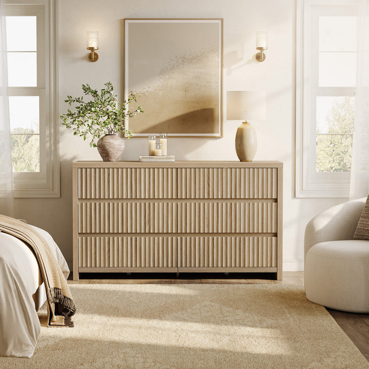 Prelude Modern Dresser with 6 Drawers, 55-Inch Wide