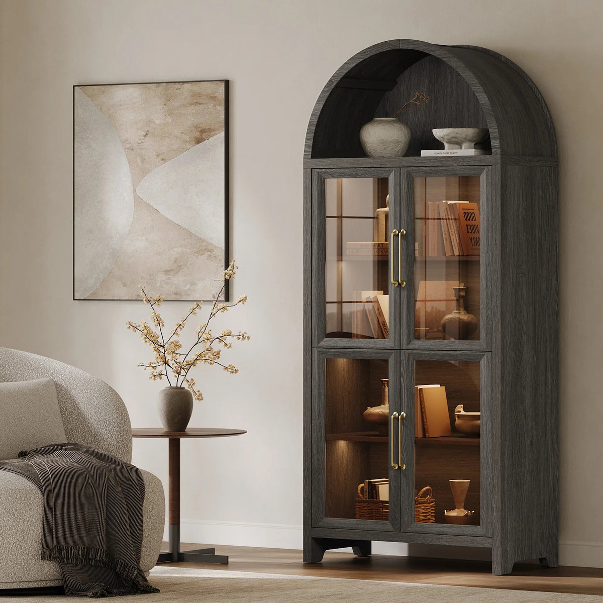 Helio Display Cabinet with Glass Door, Set of 3