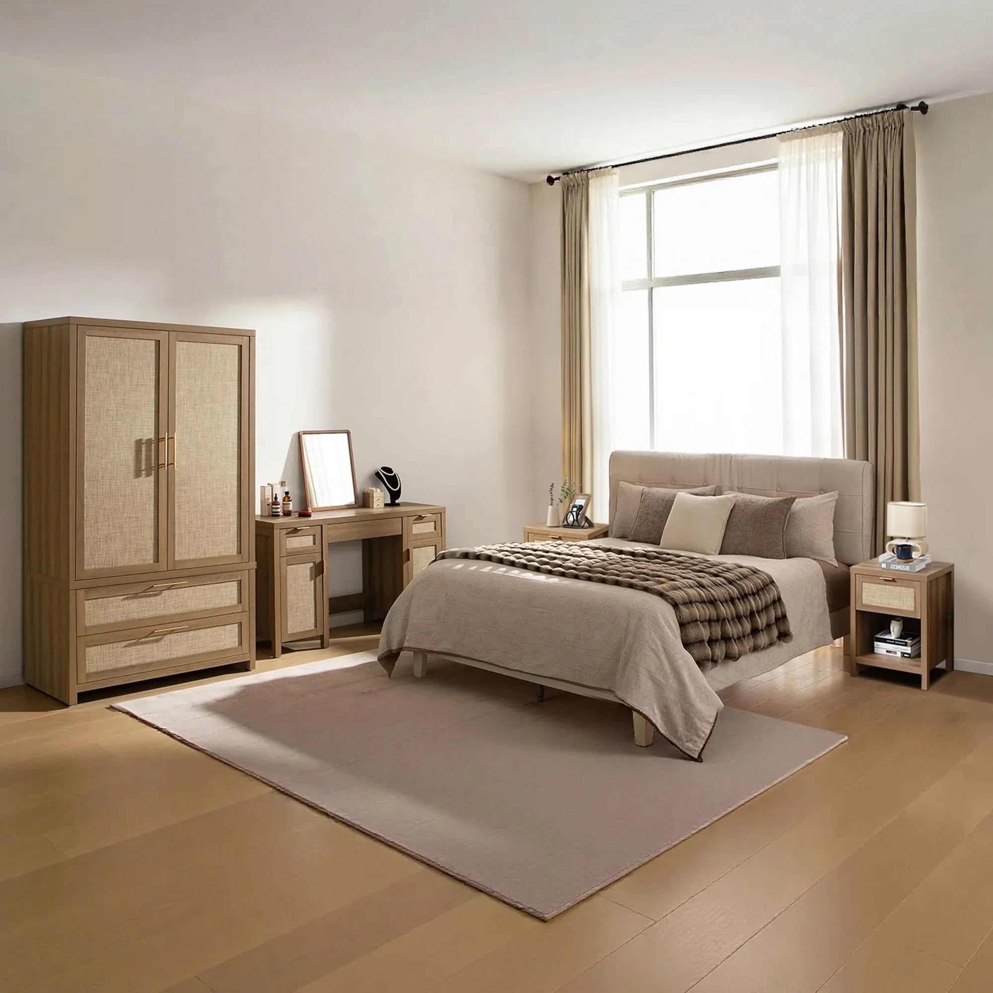 Savanna Vanity Table, Wardrobe and Nightstand Set