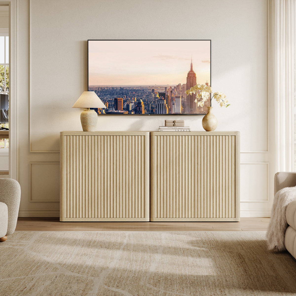 Cas TV Stand with 2-Door Storage