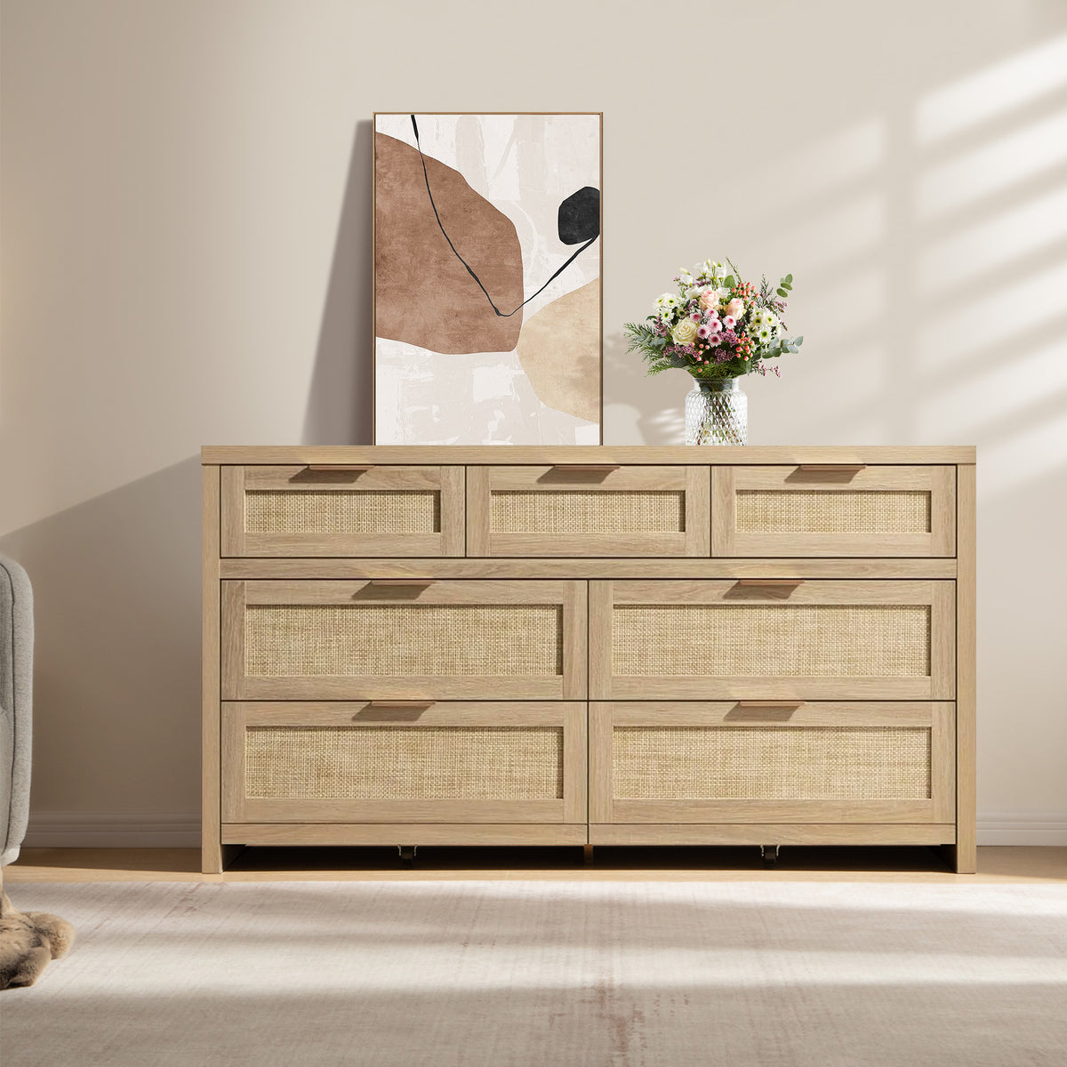 Savanna Rattan Dresser, 7 Drawers