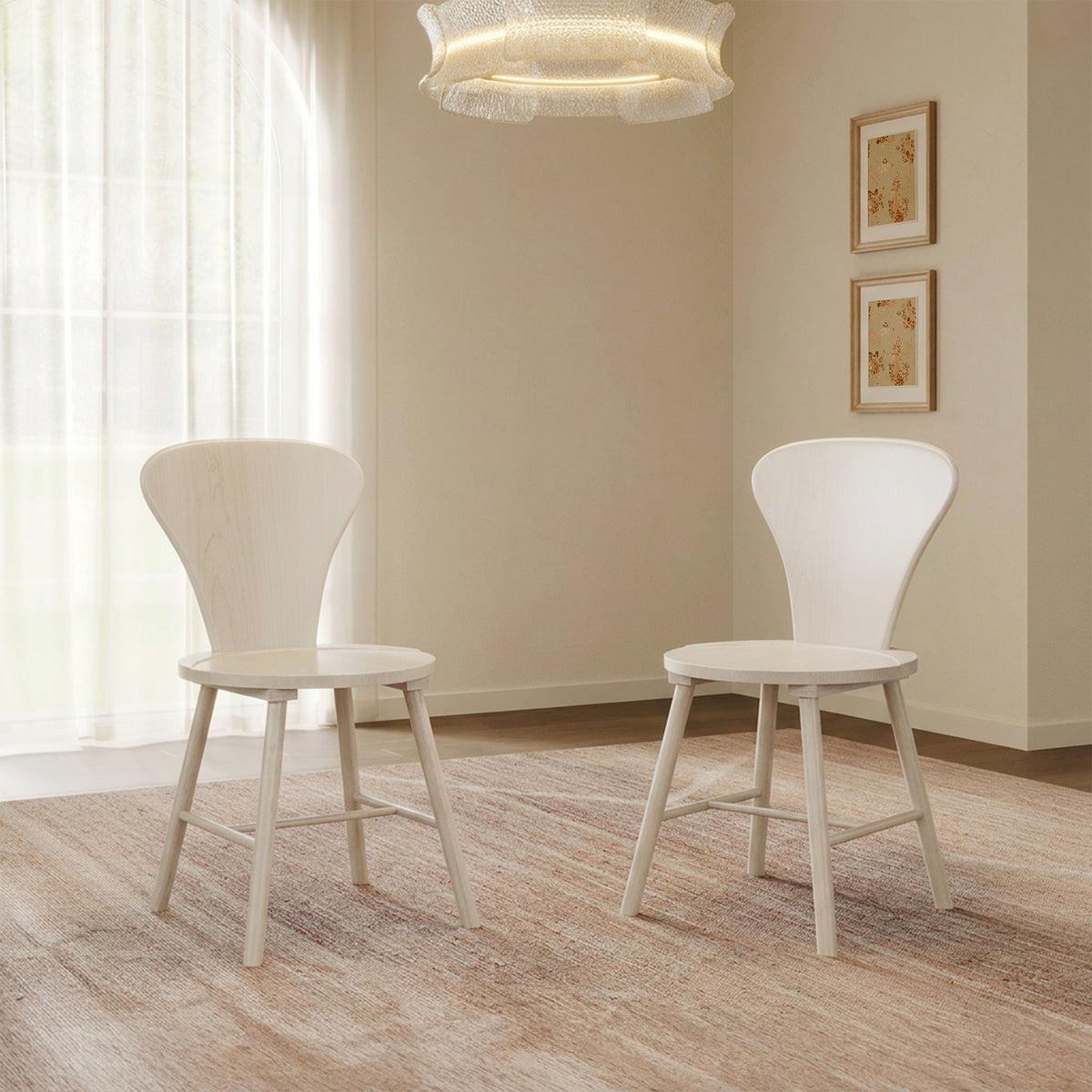 Cas Round Dining Chairs Set of 2, Solid wood