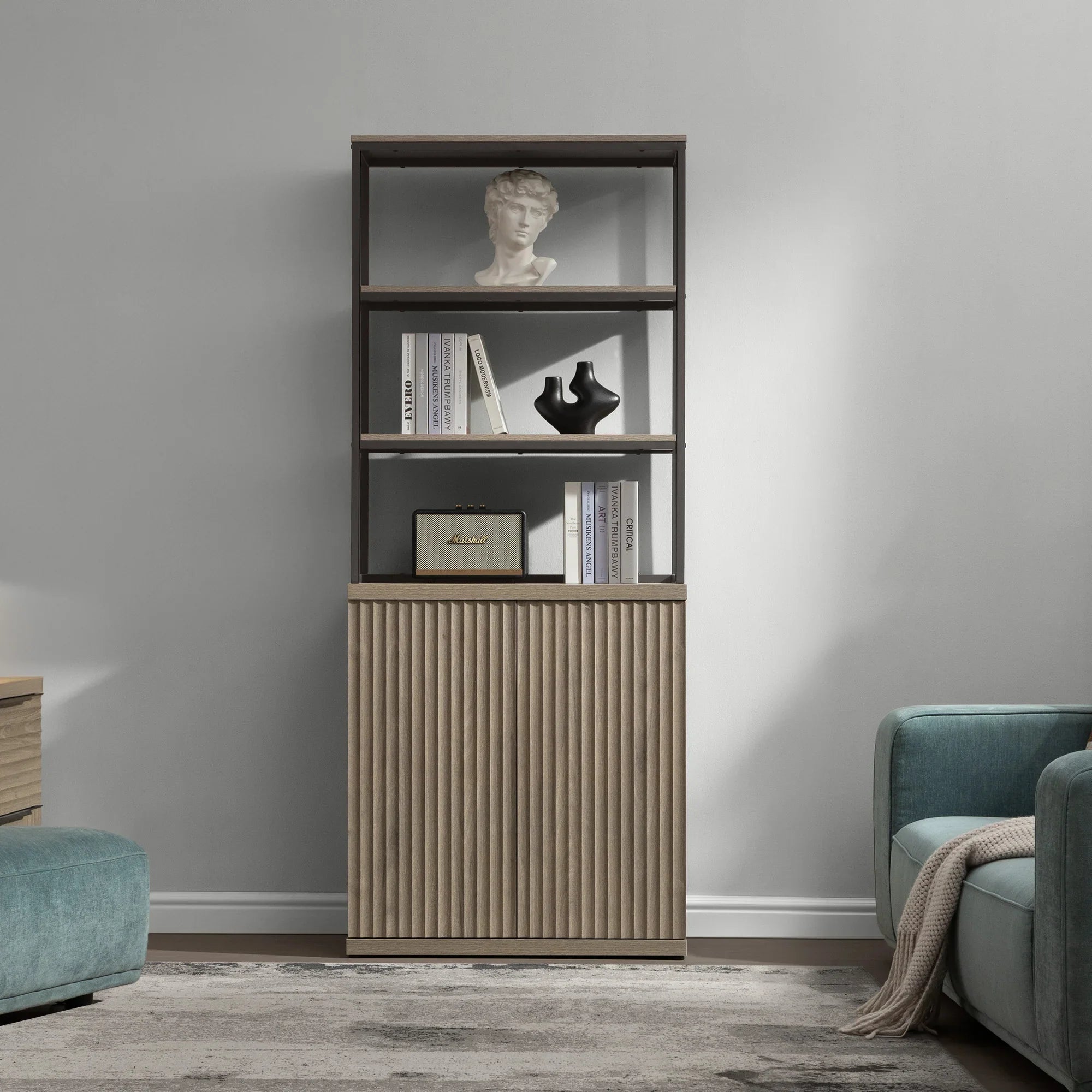 Stria Bookshelf with Storage