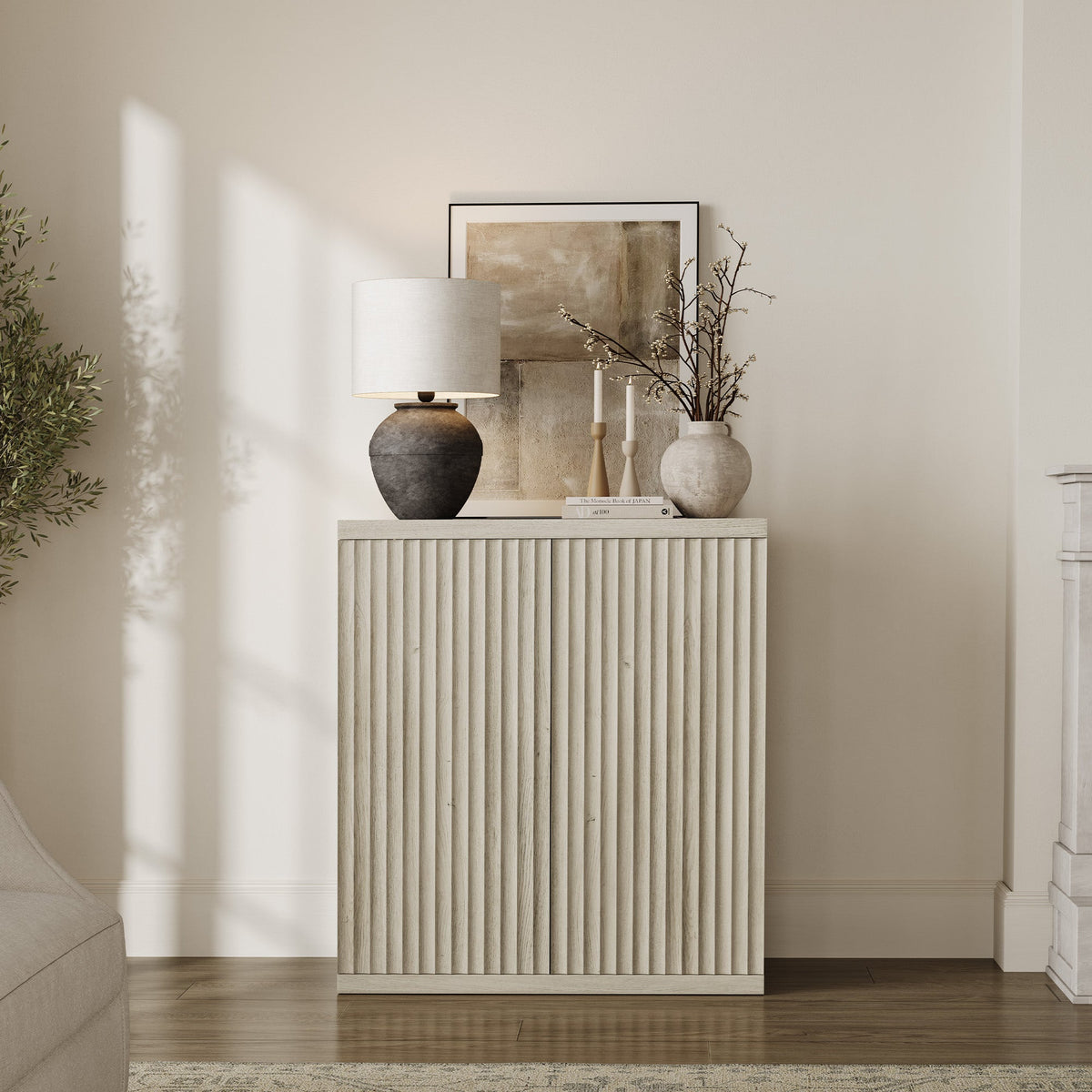 Stria Sideboard Cabinet with 2 Doors, Set of 2