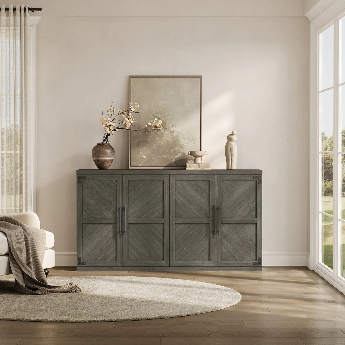 Willow Farmhouse Sideboard with 4 Doors, Set of 2