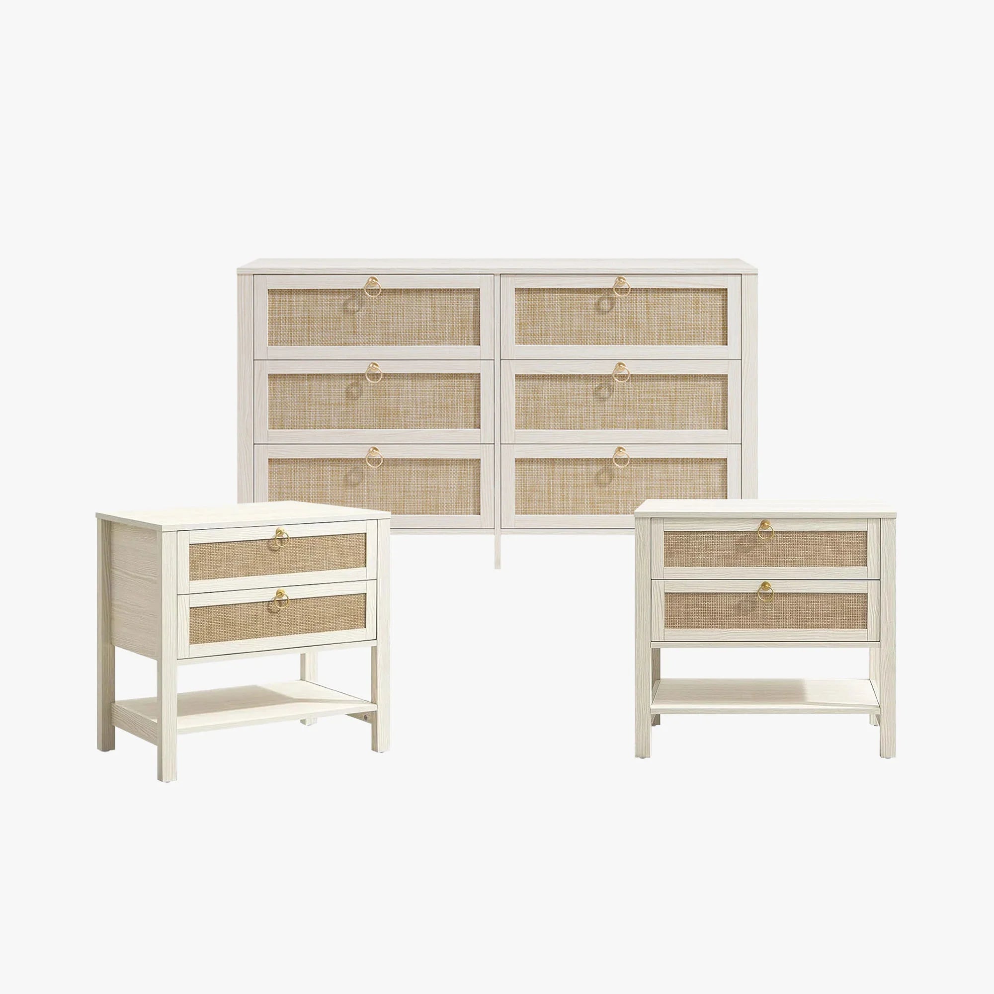 Terra 6 Drawers Dresser And 2 Drawers Nightstands Sets