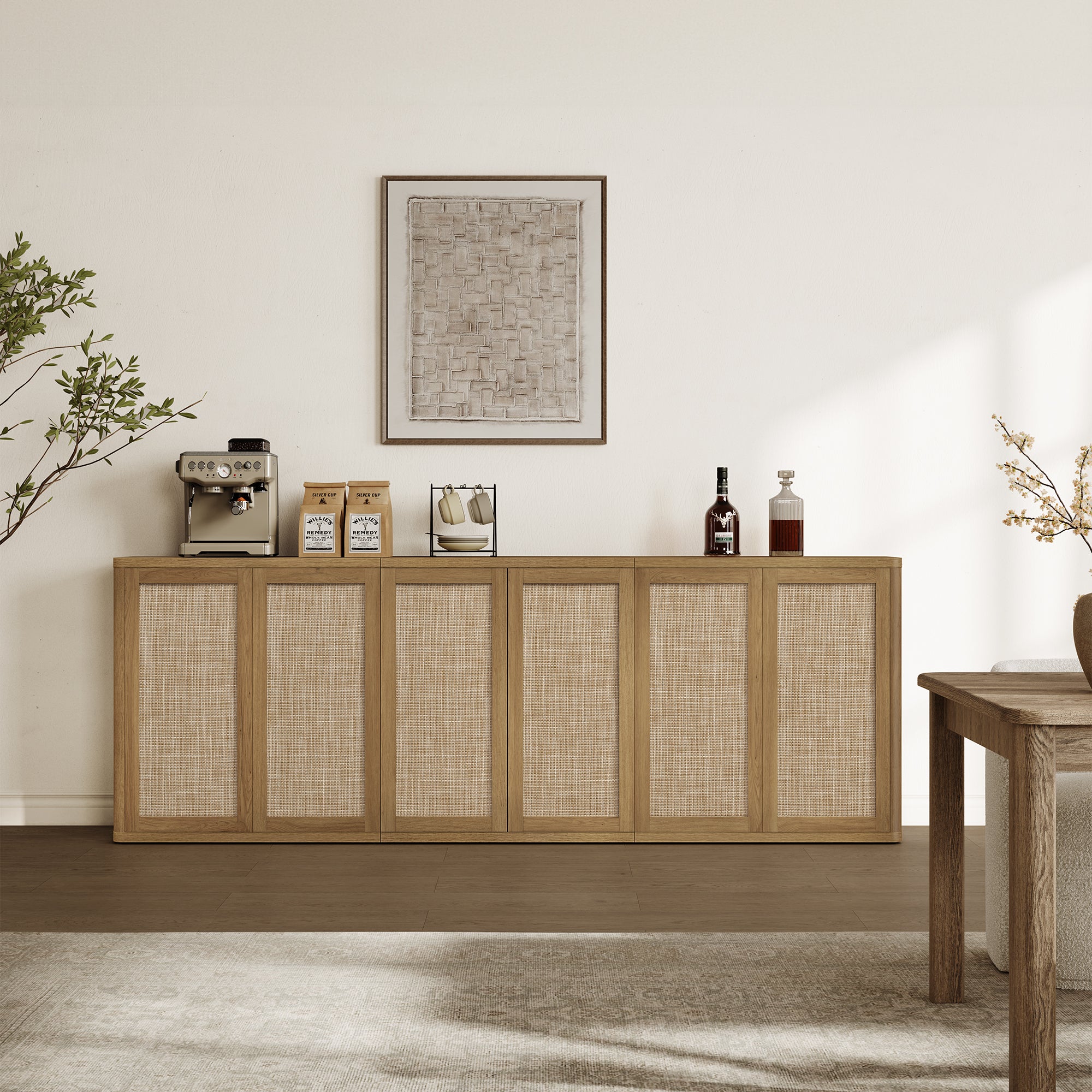 Zura Rattan Sideboards Set of 3, Sectional Design