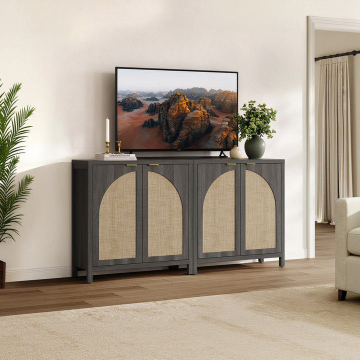 Savanna 65'' TV Stand with Arched Doors, Set of 2