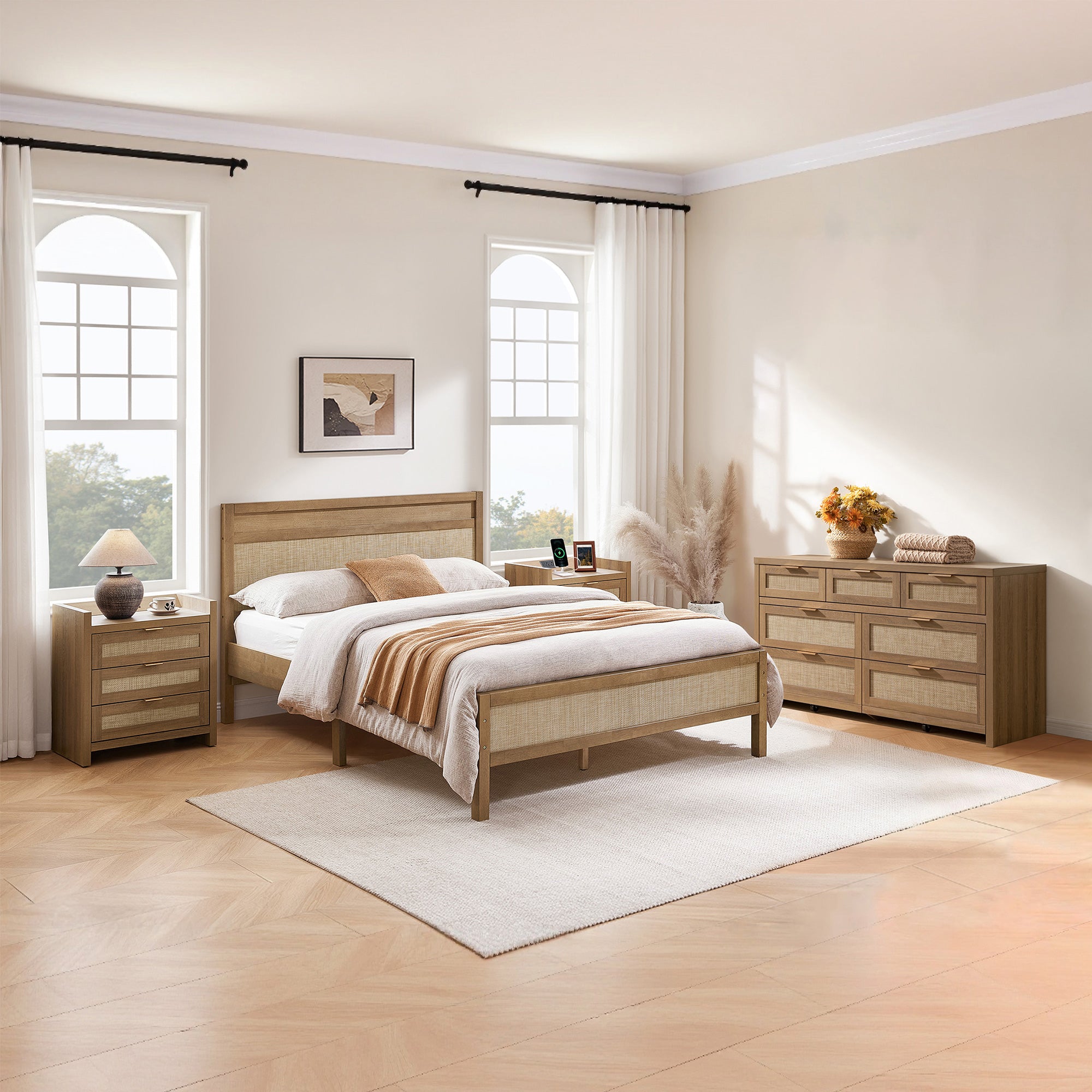 Savanna Rattan Bedroom Set, Large Storage