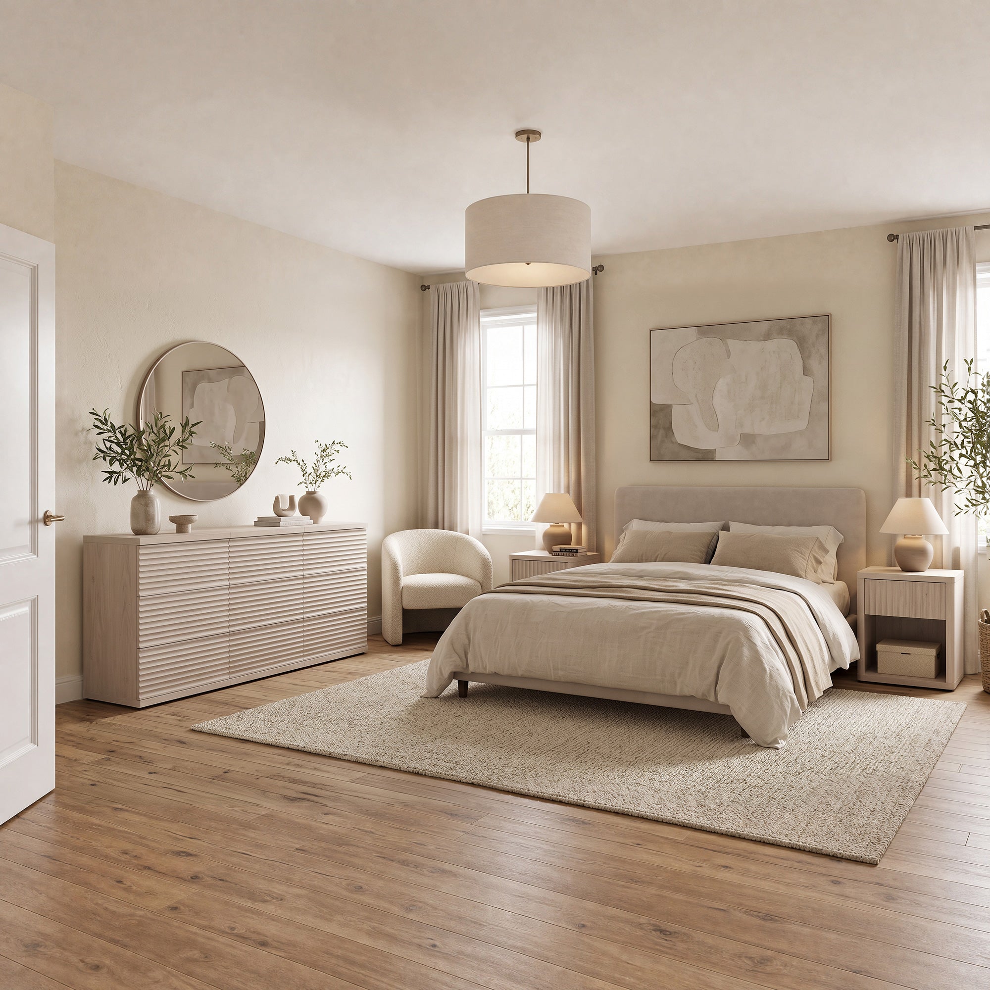 Stria Chest of Drawers and Nightstands Set