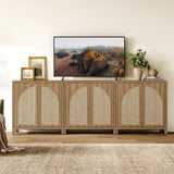 Savanna Rattan TV Stand with Arched Doors up to 100Inch TV, Set of 3