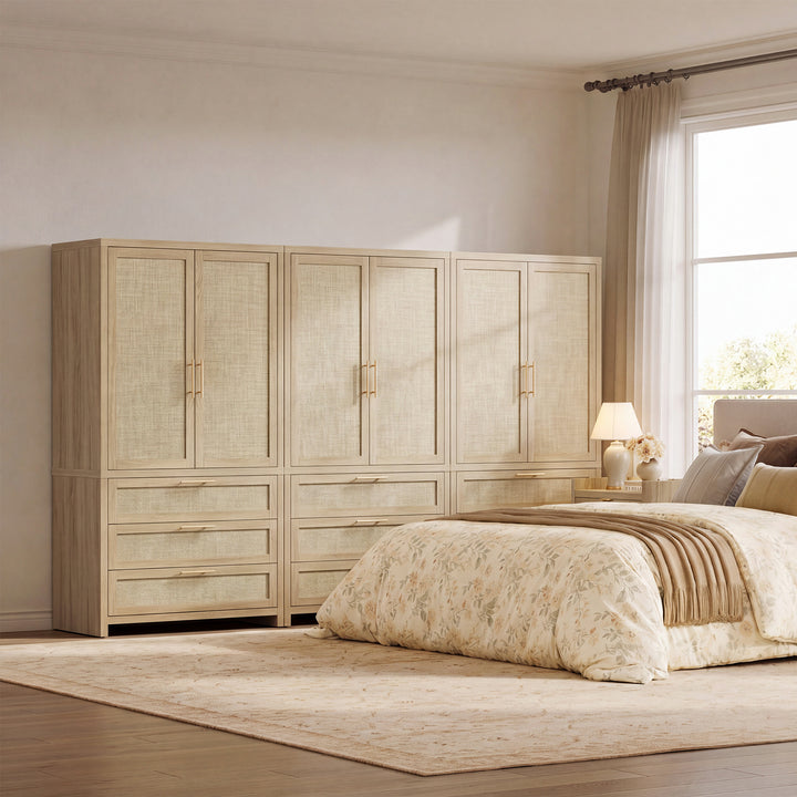 Savanna Boho Wardrobe with Large Storage, Set of 3