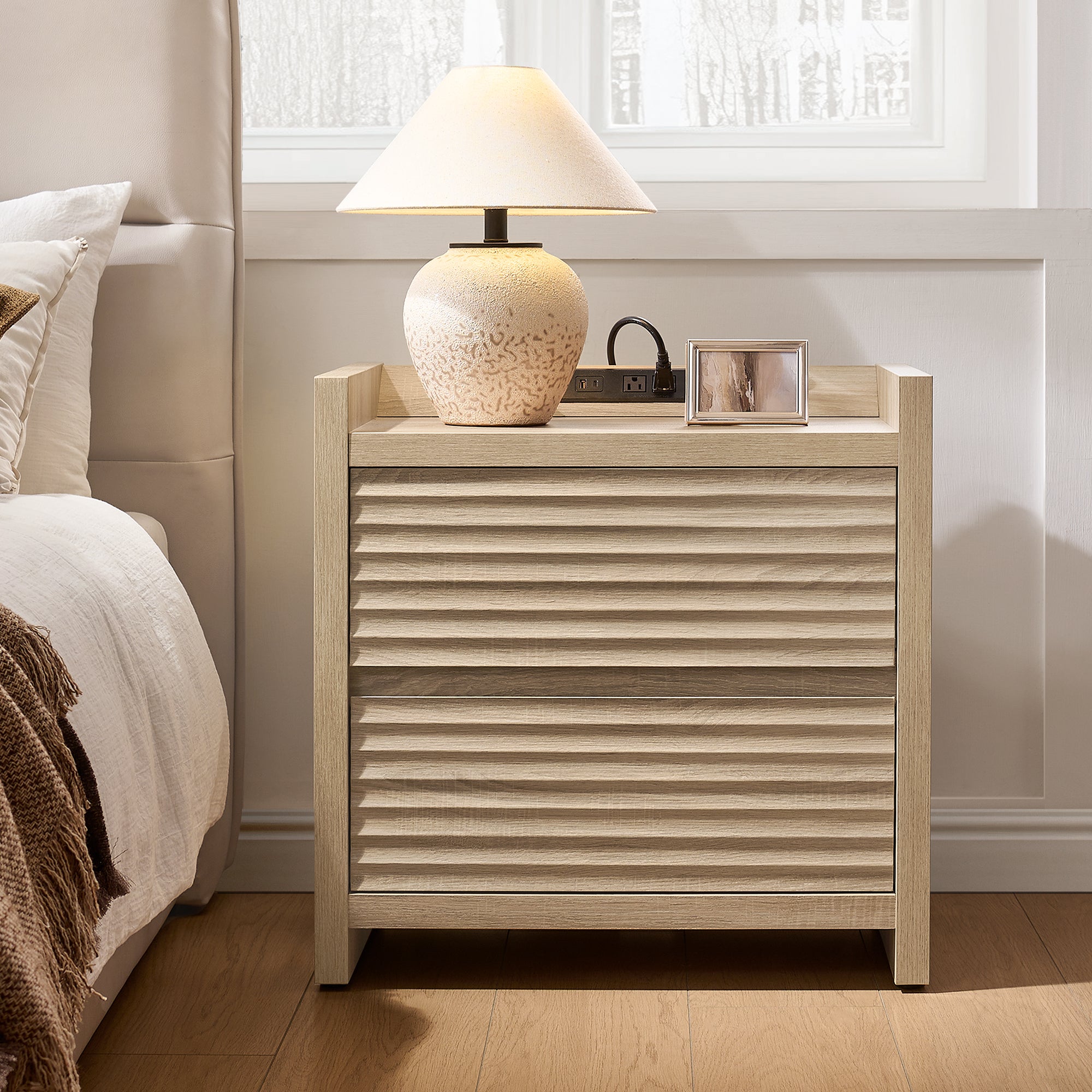 Prelude 2-Drawer Nightstand, Charging Station