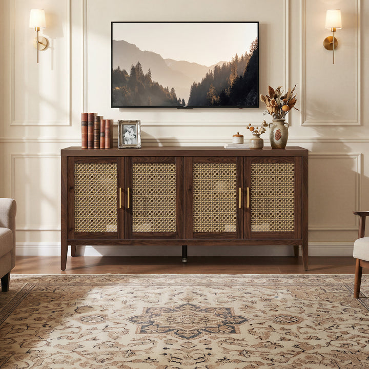 Andy TV Stand with 4 Doors - 1 Piece - Espresso Brown