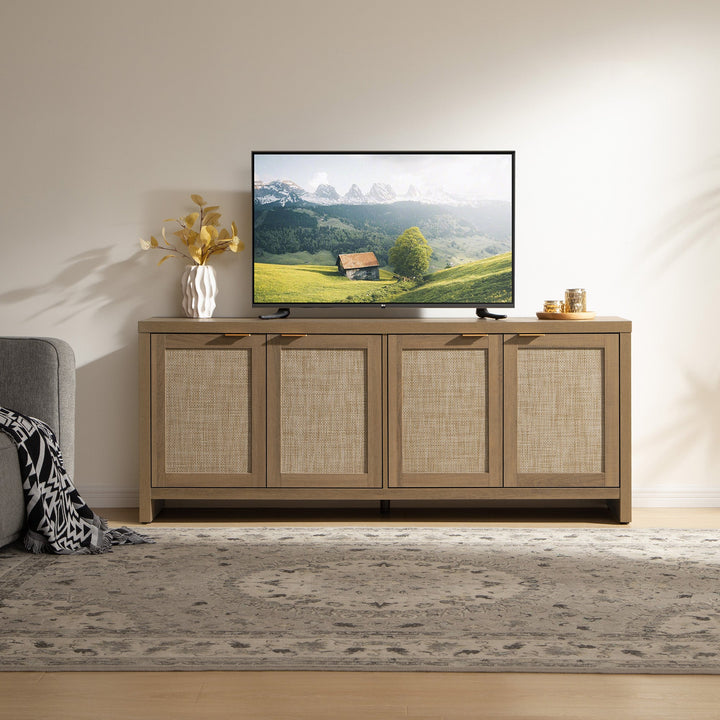 Savanna TV Stand, 4 Doors - 1 Piece - Reclaimed Caramel Oak