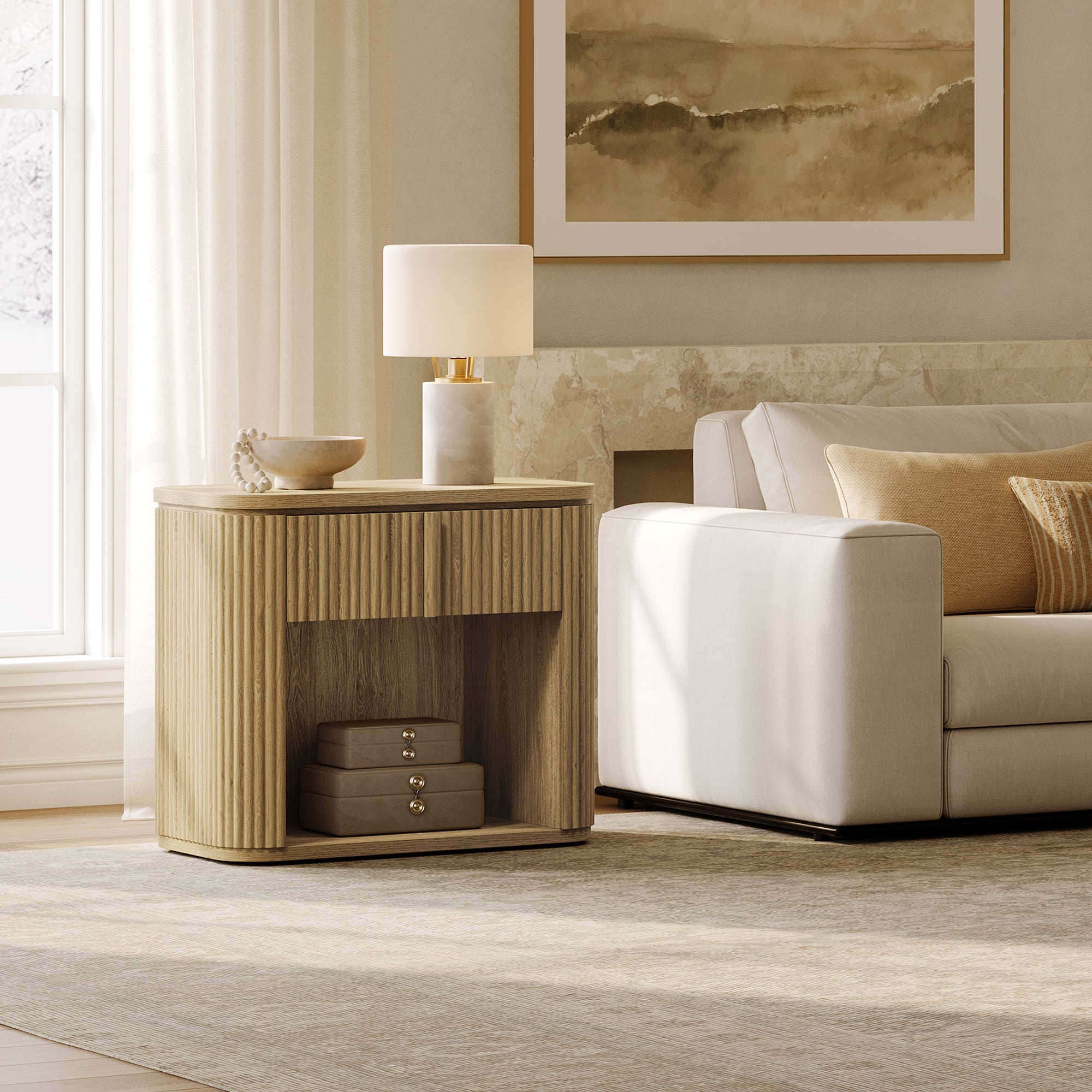 Ripple Nightstand with Drawer, Bedroom Storage