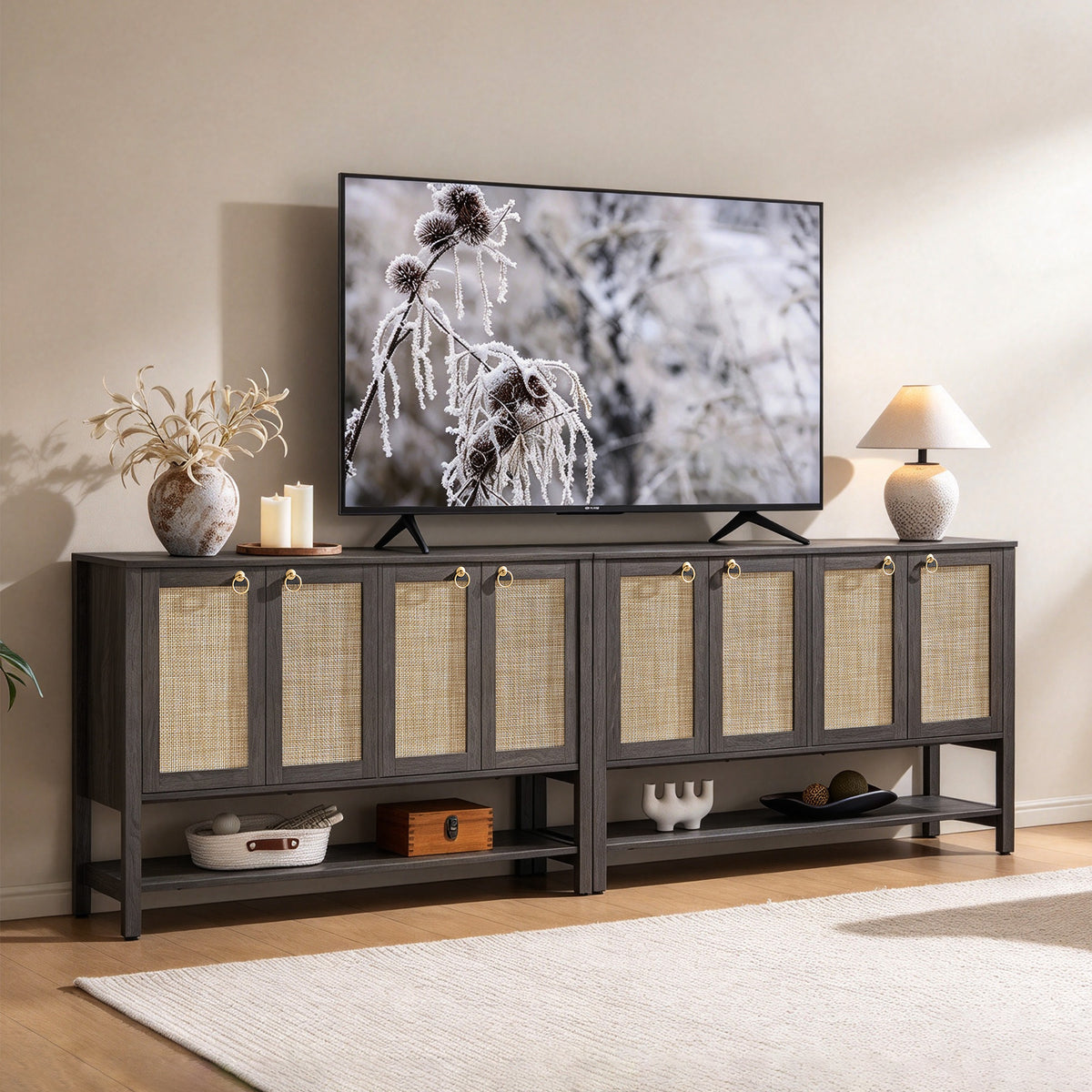 Terra TV Stand, 4 Doors, Obsidian, Set of 2