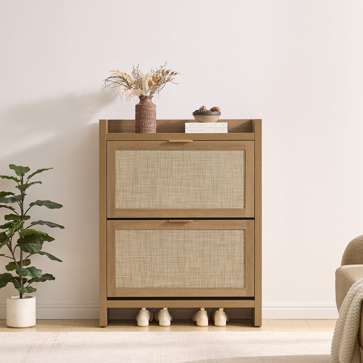 Savanna Rattan Double Flip Shoe Cabinet