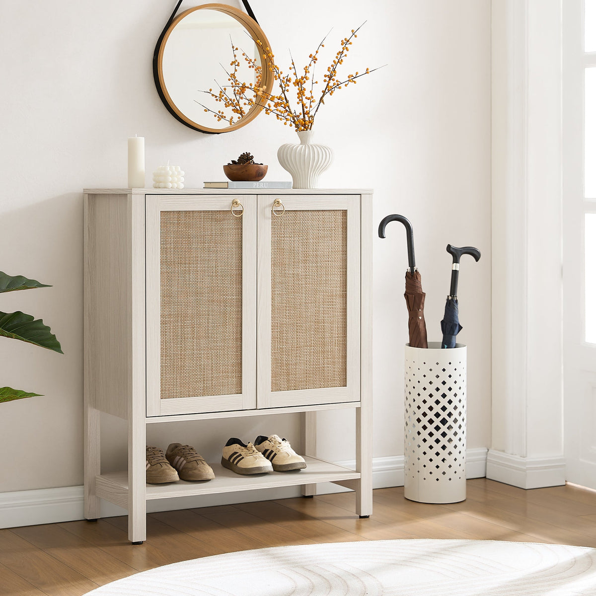 Terra Black Shoe Cabinet, 2 Doors,Set of 3