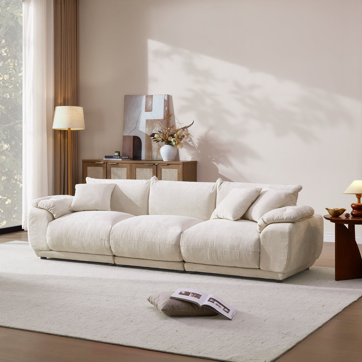 Noor Modular 3 Seater Sofa, Chenille Fabric