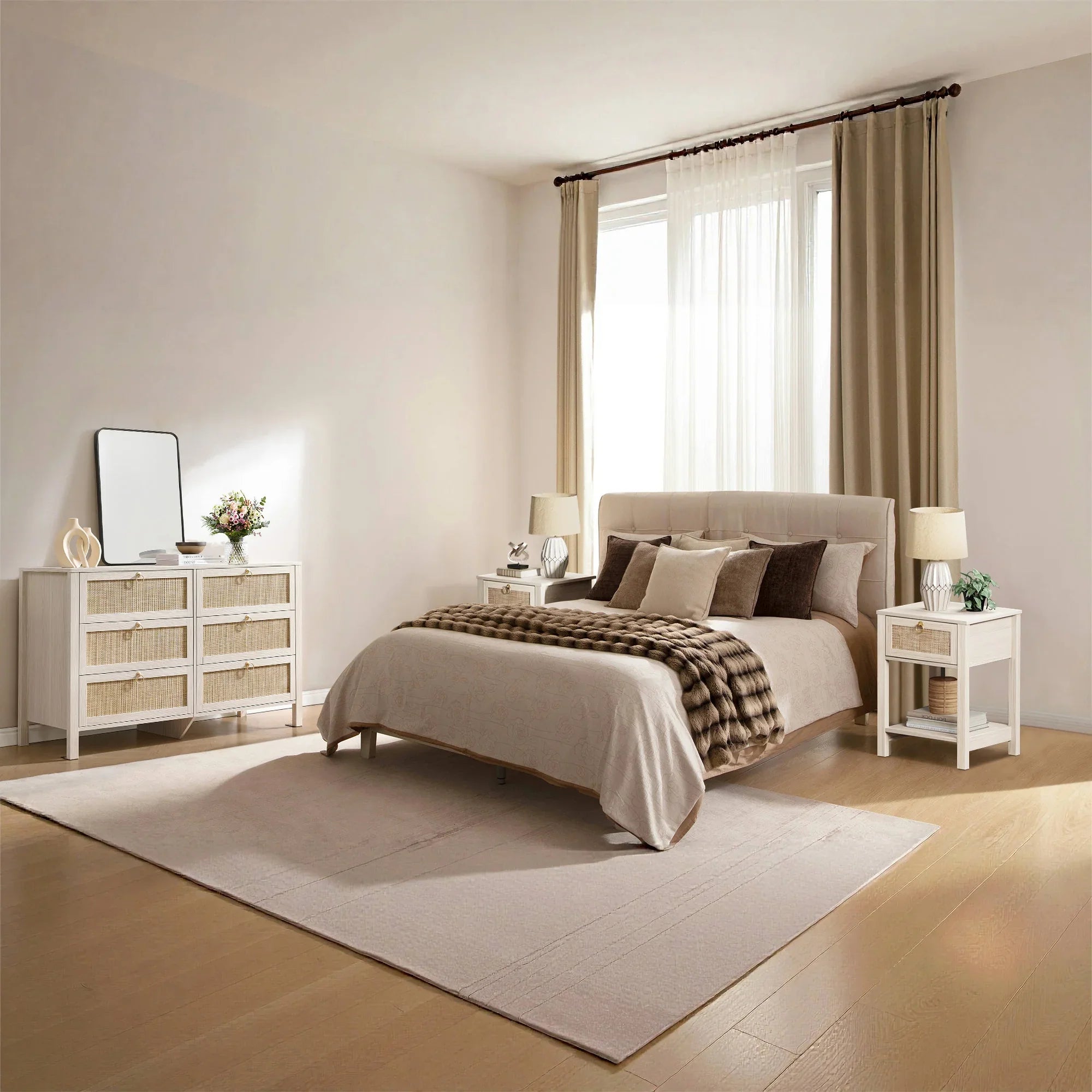 Terra 6 Drawers Dresser and 1 Drawer Nightstands Set