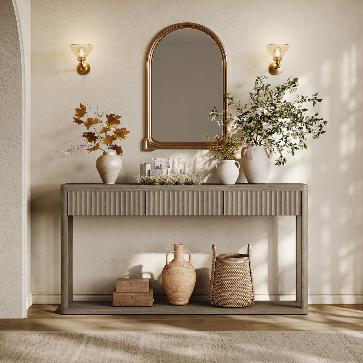 Cas Fluted Console Table for Entryway