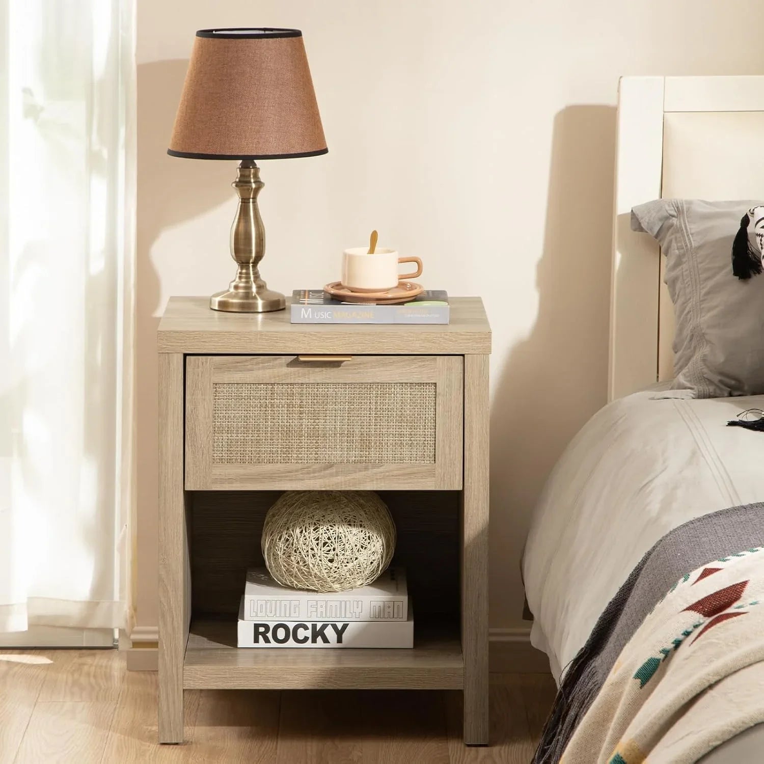 Savanna Rattan Nightstand for Bedroom